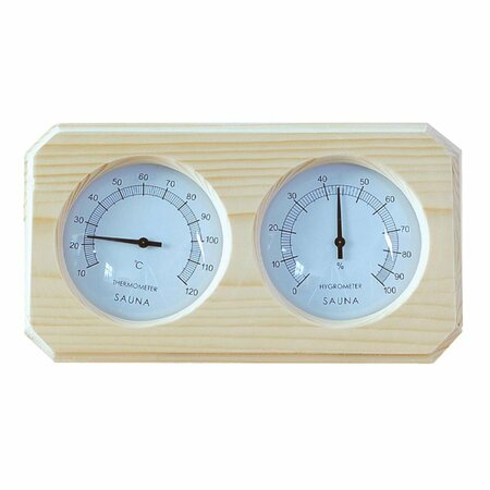 ALEKO 1.2 x 5.5 x 10.2 in. Sauna Pine Wood Thermometer & Hygrometer Natural Wood KDS03-UNB